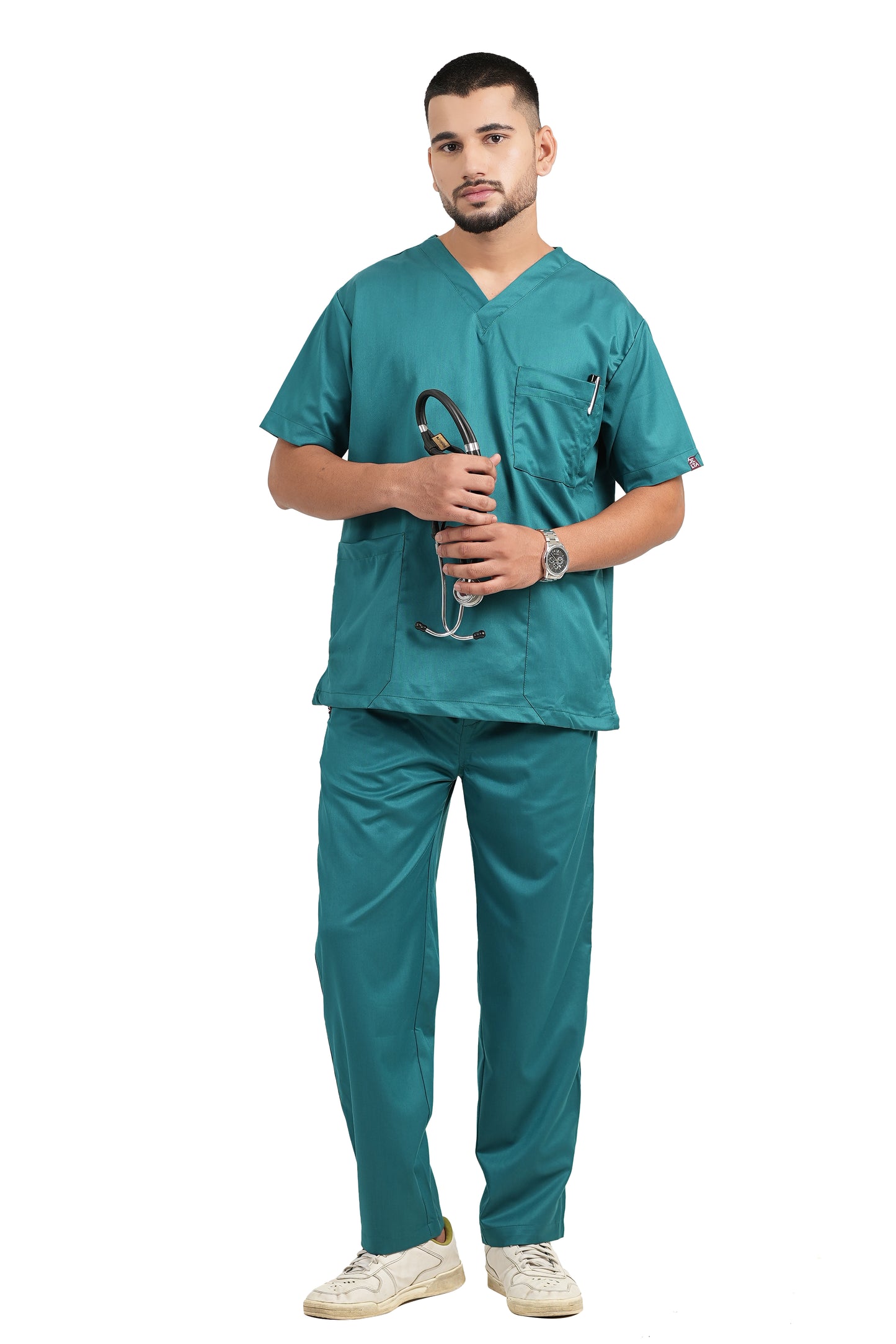 Classic Men's V-Neck (Peacock Green) New Gen Scrub