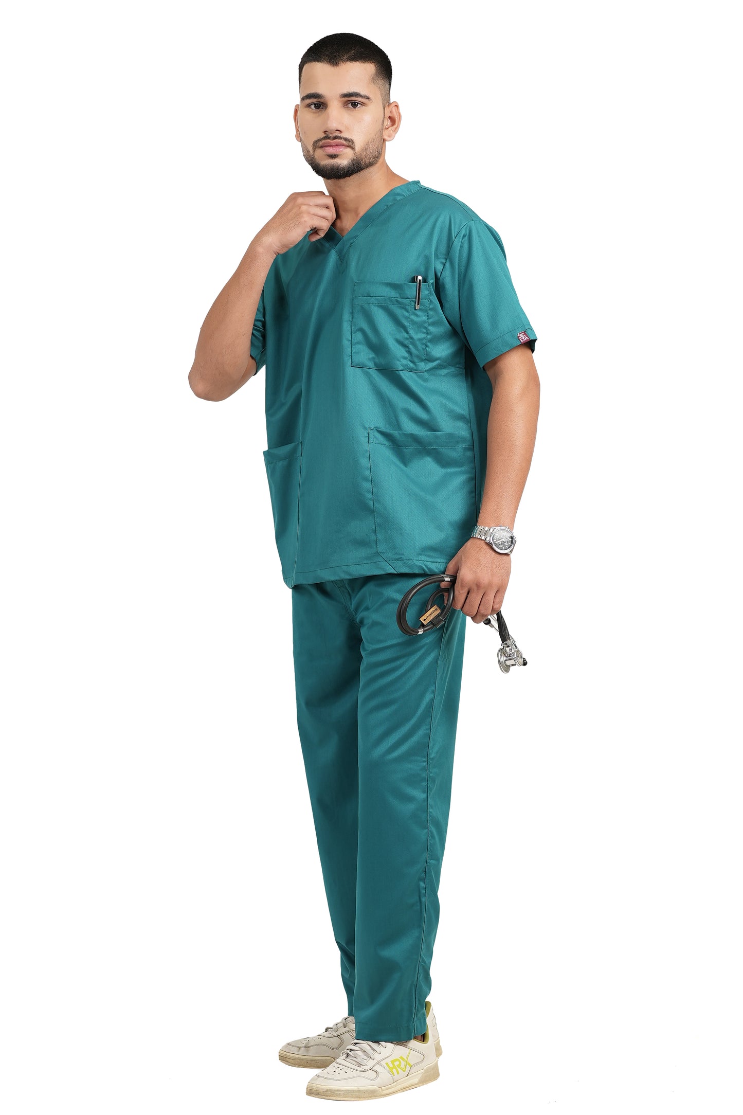 Classic Men's V-Neck (Peacock Green) New Gen Scrub