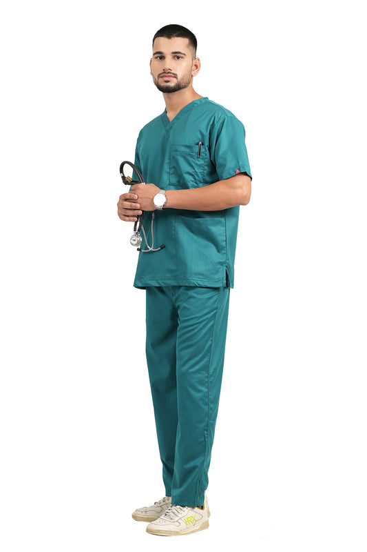 Classic Men's V-Neck (Peacock Green) New Gen Scrub